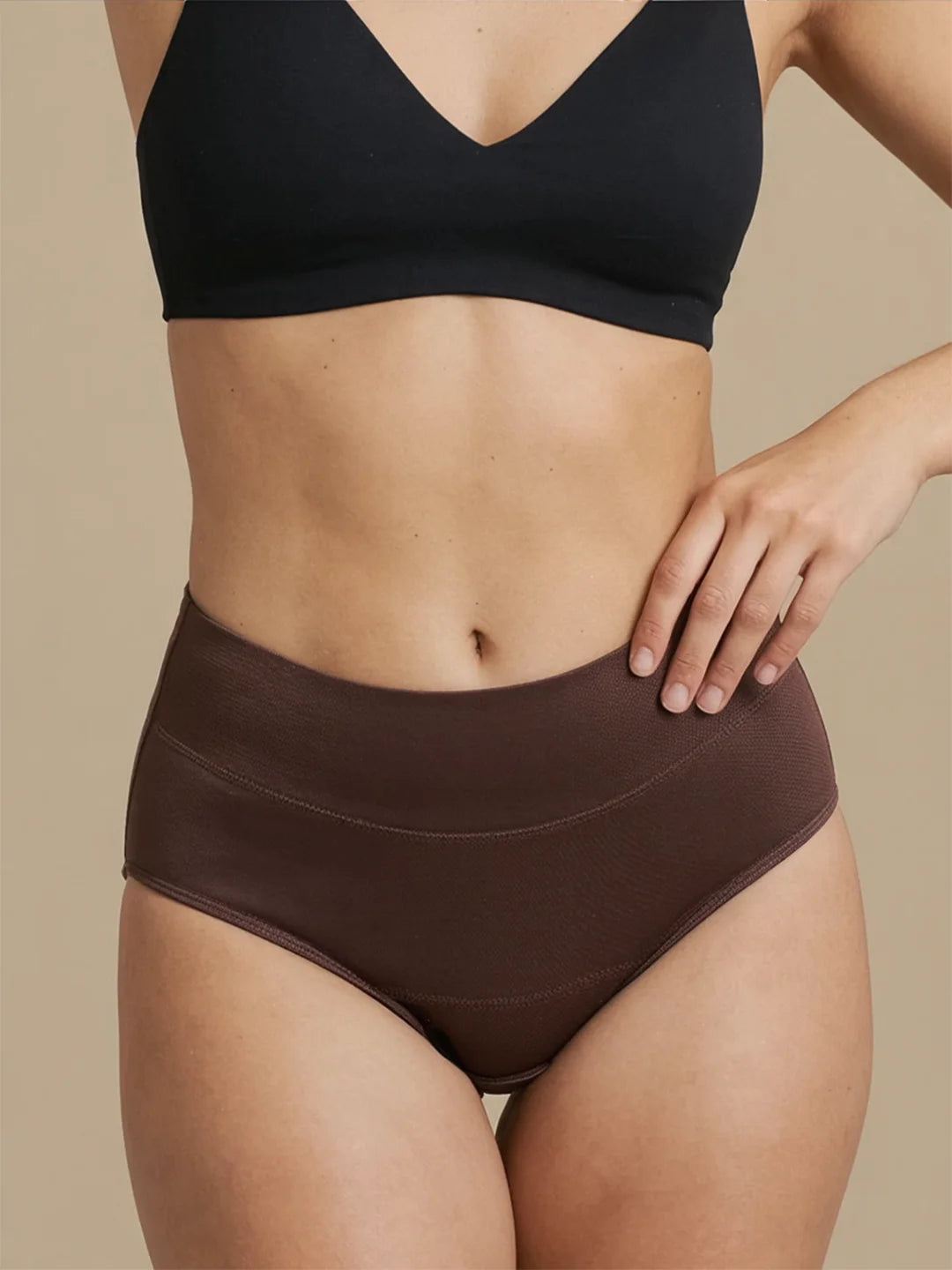 Huggster Brief | Zestaw 3 szt. | Nietrzymanie moczu w stopniu ciężkim | 100% ochrony przed przeciekaniem, dzień i noc | Ciemnobrązowe | Majtki na nietrzymanie moczu