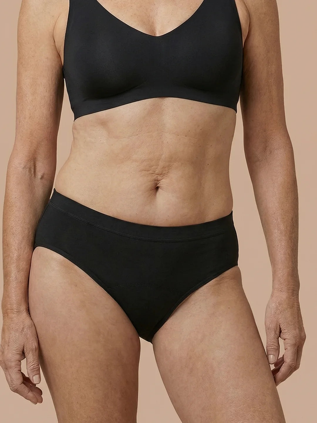 Bezszwowe Majtki | lekkie nietrzymanie moczu | Ultra miękkie i bezszwowe | 100% ochrony przed przeciekaniem i bawełna organiczna | Czarne