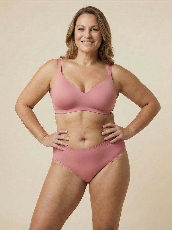 High Waist Brief | Perda de urina intensa | Ultra macio e sem costuras | 100% à prova de fugas e Algodão Orgânico | Rosa