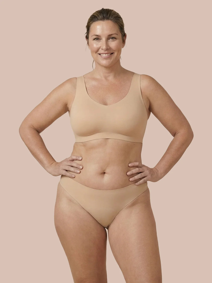 Brazilian sem costuras | Perda de urina ligeira | Ultramacia e sem costuras | 100% à prova de fugas e Algodão Orgânico | Apricot