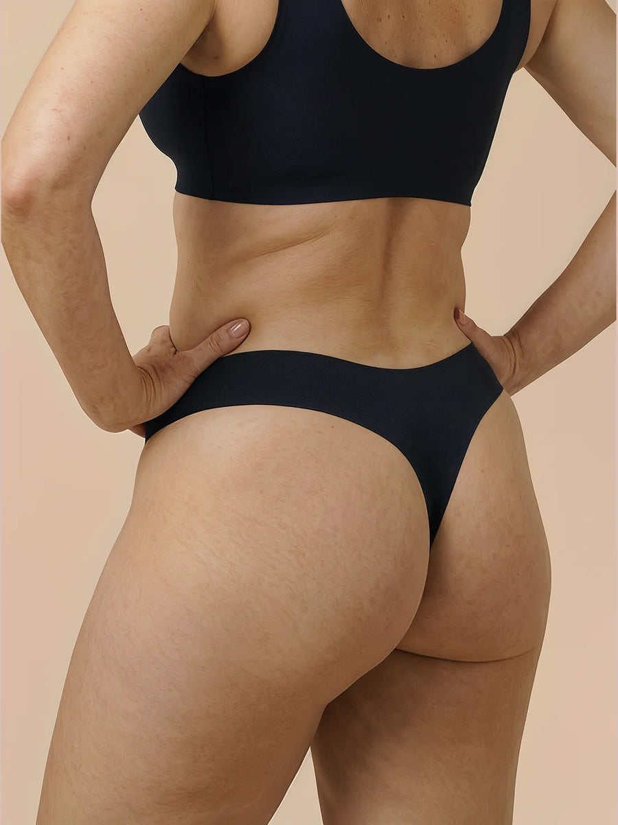 Brazilian sem costuras | Ligeira perda de urina | Ultra macio & sem costuras | 100% à prova de fugas & Algodão Orgânico | Preto | Cuecas menstruais