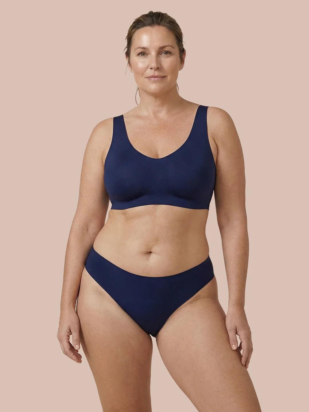 Brazilian Sem Costuras | Ligeira perda de urina | Ultramacio e sem costuras | 100% à prova de fugas e Algodão Orgânico | Azul