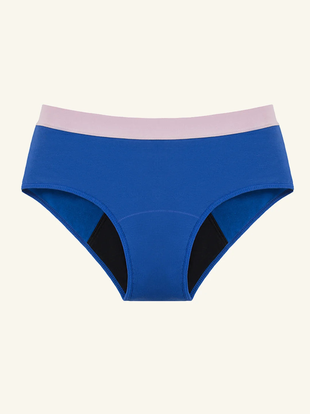 Hipster Brief | 100% à prova de fugas, dia e noite | Azul rosa | Cuecas menstruais