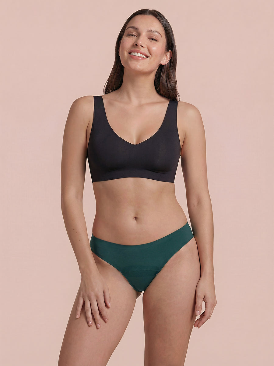 Classic 2.0 Brief | 100% ochrony przed przeciekaniem, dzień i noc | Zielone | Majtki menstruacyjne