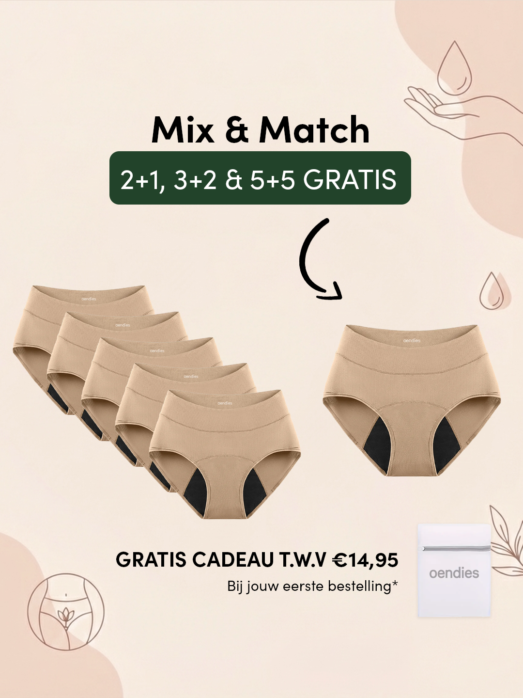 Huggster Brief | Zestaw 10 sztuk | Ciężkie nietrzymanie moczu | 100% ochrony przed przeciekaniem, dzień i noc | Morelowy | Majtki na nietrzymanie moczu