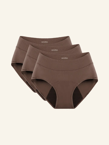 Huggster Brief | Zestaw 3 szt. | Nietrzymanie moczu | 100% ochrony przed przeciekaniem, dzień i noc | Brązowe