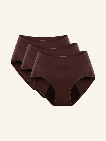 Huggster Brief | Zestaw 3 szt. | Nietrzymanie moczu w stopniu ciężkim | 100% ochrony przed przeciekaniem, dzień i noc | Ciemnobrązowe | Majtki na nietrzymanie moczu