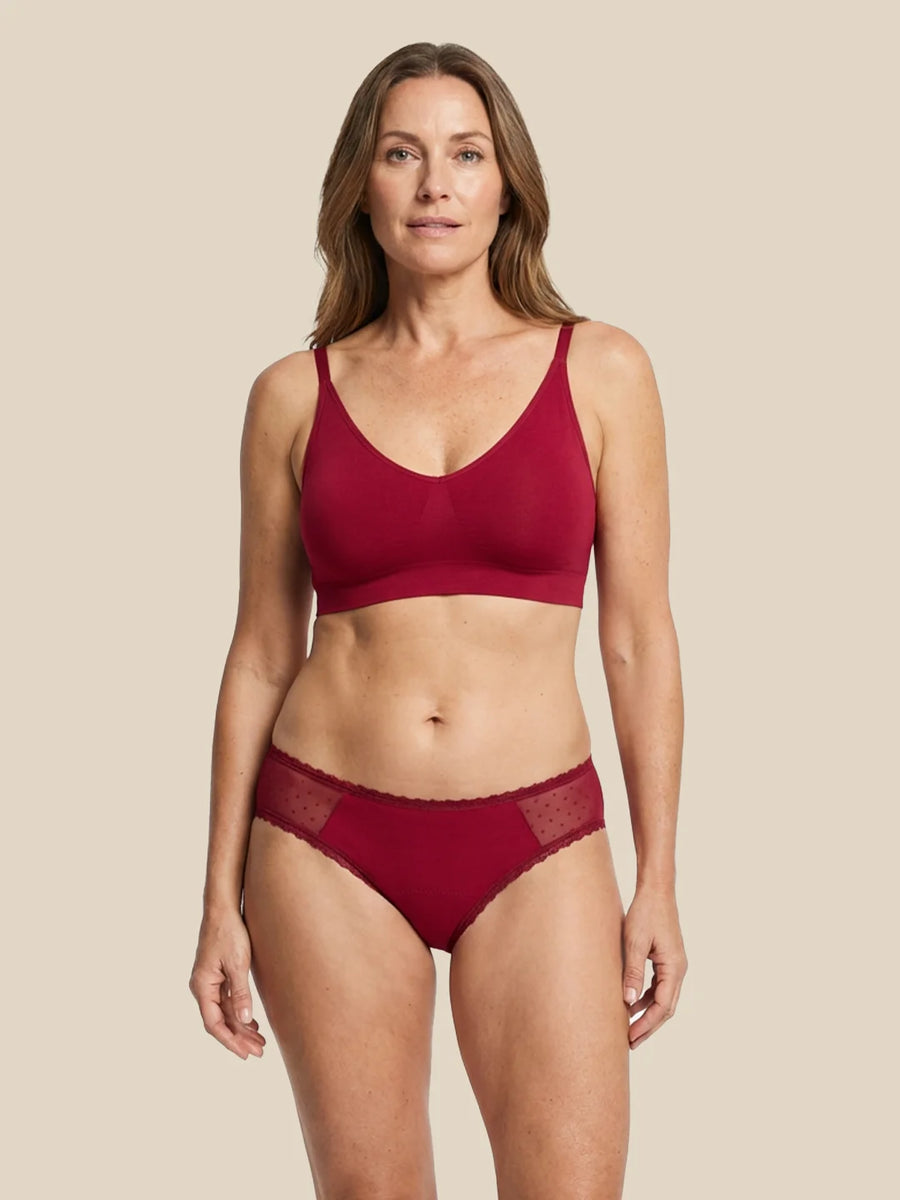 Everyday Brief | Ciężkie nietrzymanie moczu | 100% ochrony przed przeciekaniem, dzień i noc | Czerwone | Majtki menstruacyjne