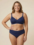 High Waist Brief | Perda de urina intensa | Ultra macio e sem costuras | 100% à prova de fugas e Algodão Orgânico | Azul | Cuecas menstruais | Oendies