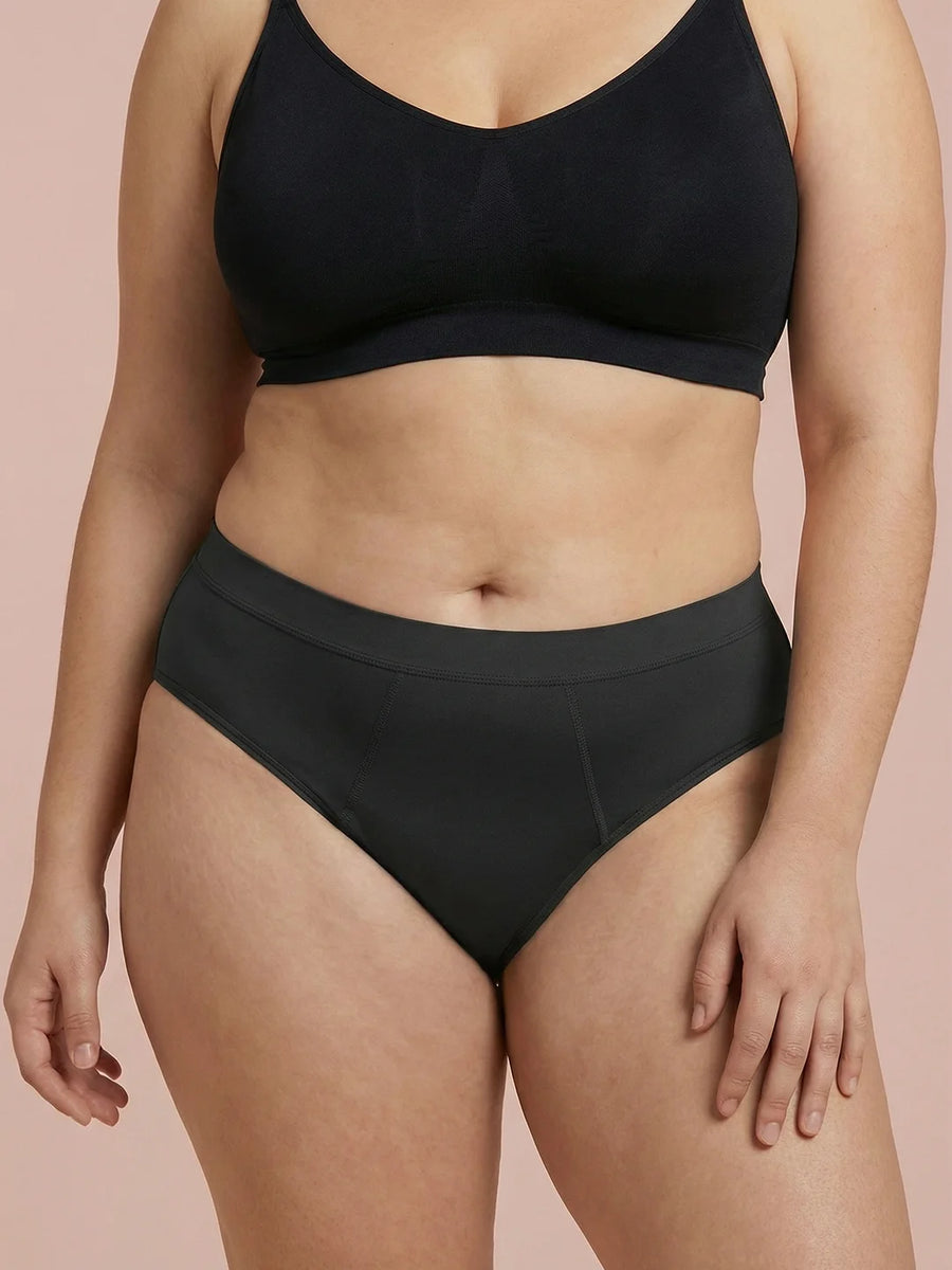 Invisible Hugger | 100% à prova de fugas, dia e noite | Preto | Cuecas menstruais