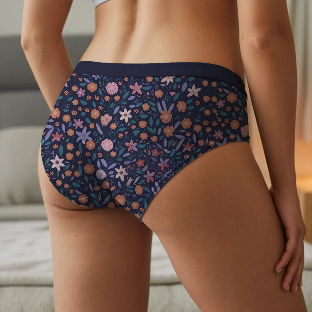 Oendies SoftShield -  Bloemenpatroon V2 - Menstruatie ondergoed tieners
